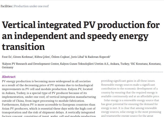 Vertical integrated PV production for an independent and speedy energy transition