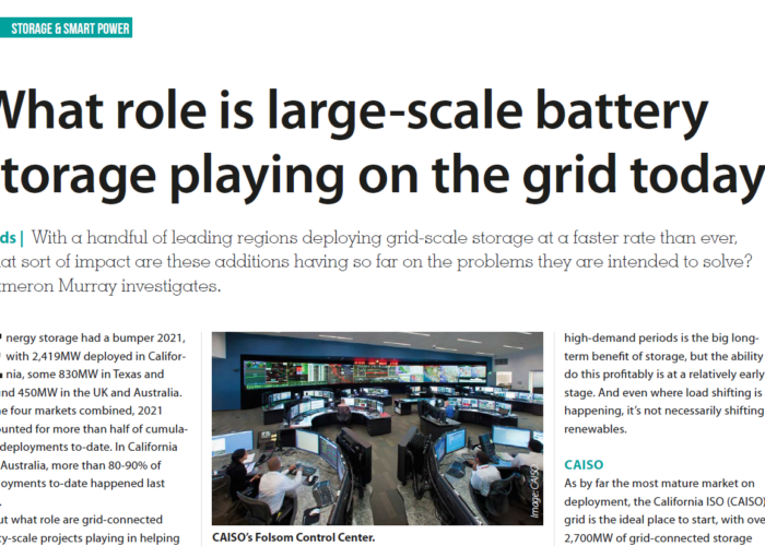 What role is large-scale battery storage playing on the grid today