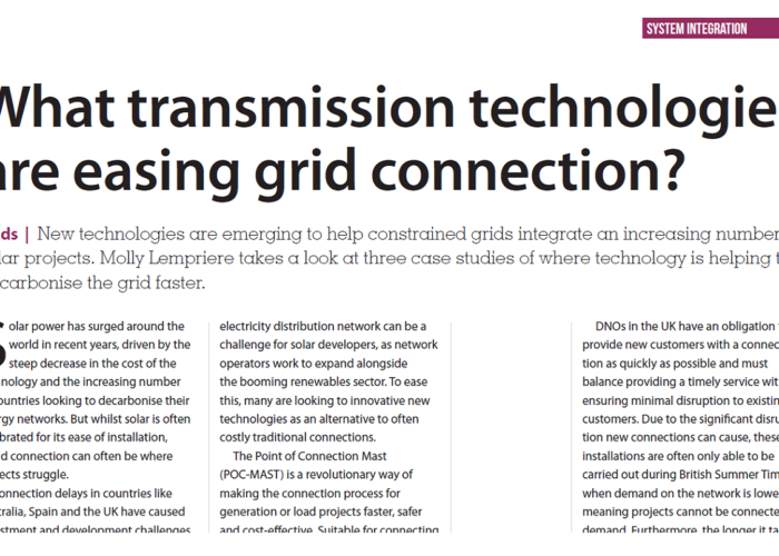 What transmission technologies are easing grid connection