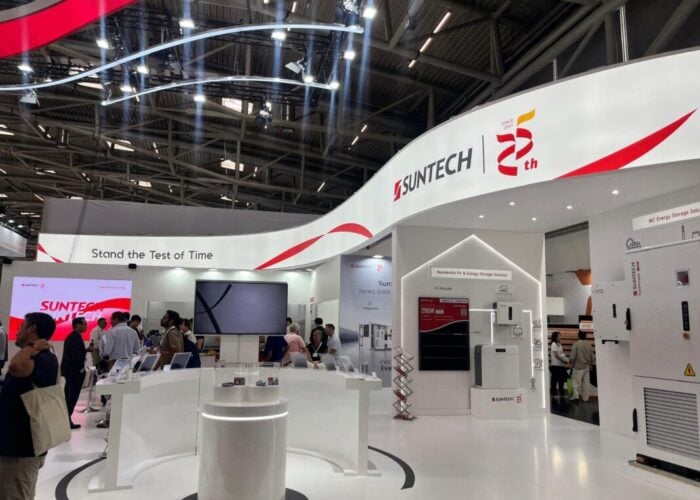 PV Tech spoke to Suntech General Manager Mr. Yang Hao at Intersolar 2026 in Munich. Image: Solar Media.