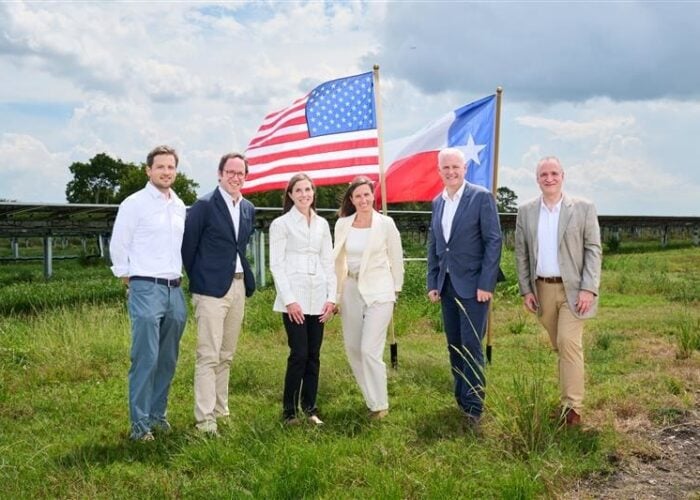 X-Elio representatives at its first operational solar-plus-storage project in the US