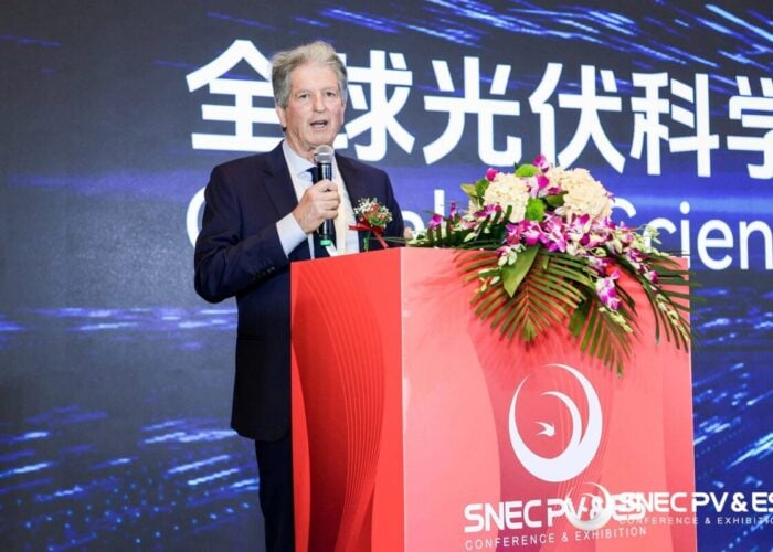 ACAP founder and UNSW Scienta Professor Martin Green speaking at the SNEC 2025 industry expo and conference in Shanghai, China. Image: ACAP
