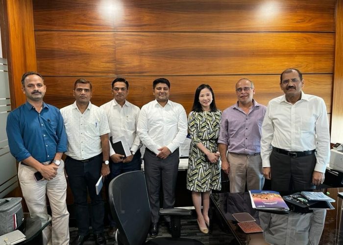 Representatives from Arctech and Sterling and Wilson sign the solar tracker agreement. Credit: Arctech