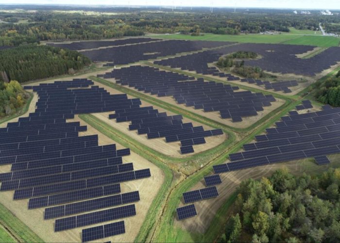 A 3D render of Axfood and Alight's planned Hallstavik solar park in Sweden. Credit: Axfood