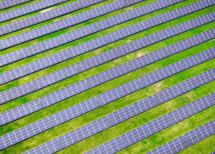 Solar panels viewed from above.