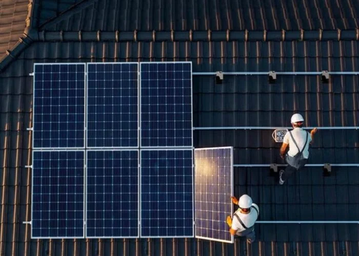Rooftop solar installation.