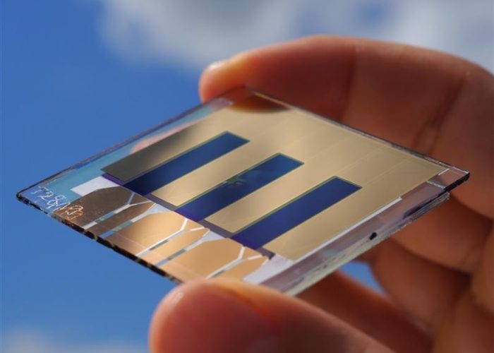 Fraunhofer and the University of Freiberg's solar cell has a conversion efficiency of 15.8%. Credit: Fraunhofer ISE