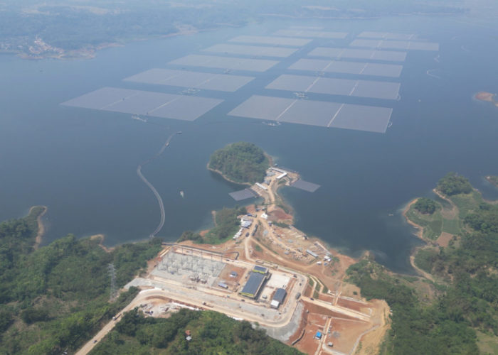 The Cirata floating solar plant in Indonesia will have a capacity of 145MW once the first phase of construction is completed. Image: Masdar