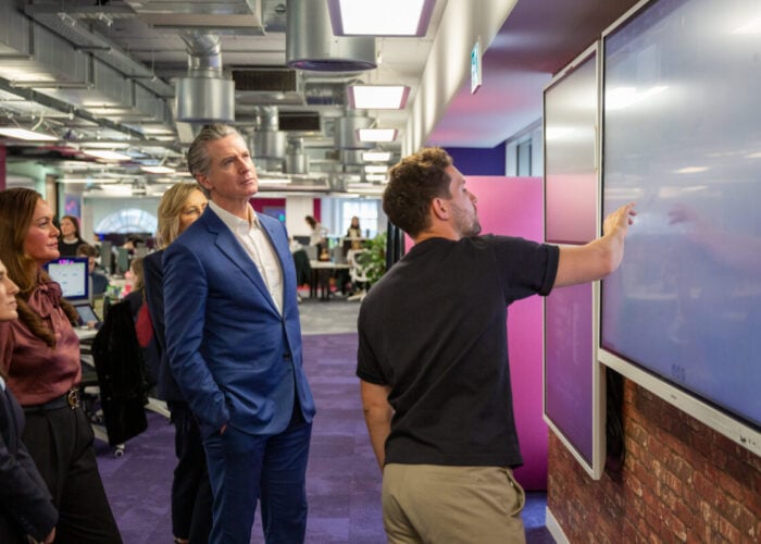 California governor Gavin Newsome visits Octopus' UK headquarters.