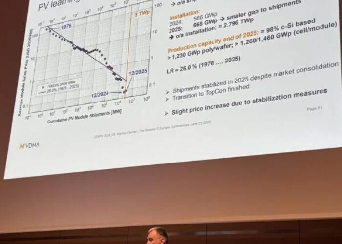 Markus Fischer speaks at the 2026 Intersolar Europe event.