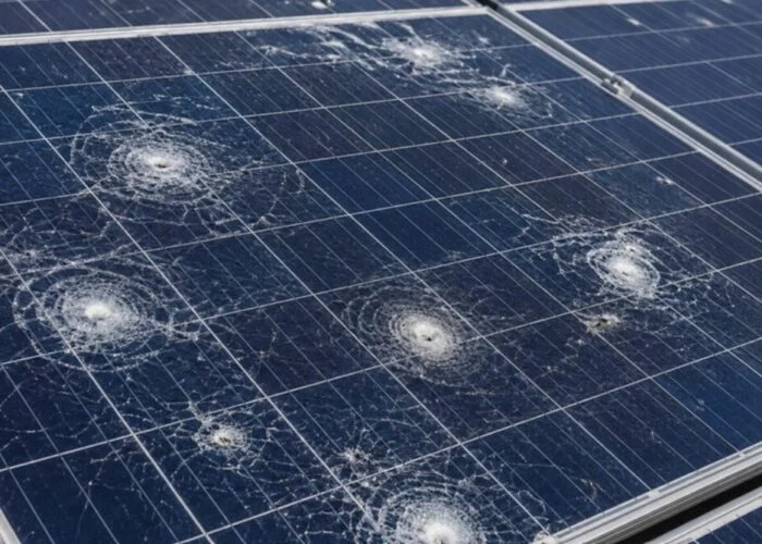 A damaged solar panel.