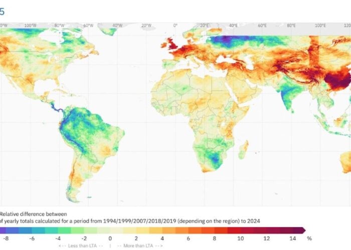 Map from Solargis showing irradiance data.