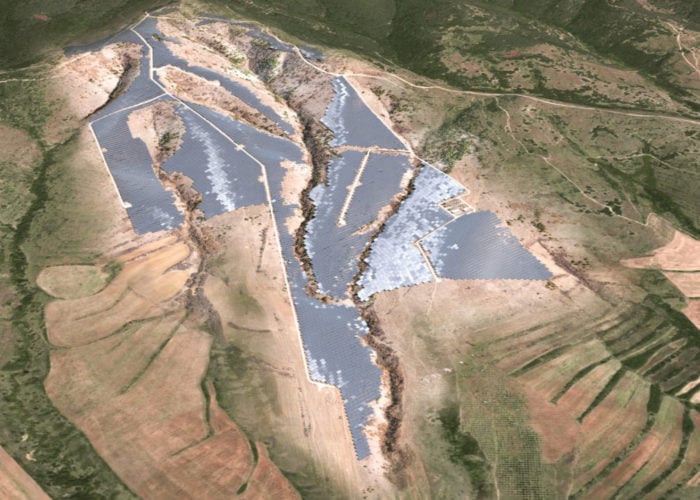 A visualisation of the Verila solar plant, which has the largest capacity of any solar project in Bulgaria. Credit: Sunotec