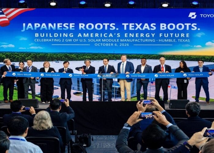 The ceremony to mark the expansion of Toyo's Texas module manufacturing facility.