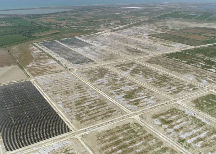 Trina Solar's Vertex  modules at Voltalia’s project site in Karavasta, Albania. Image: Voltalia