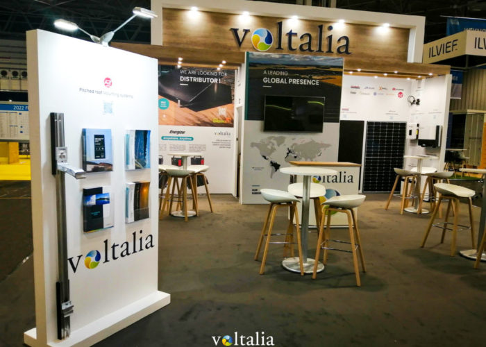 Voltalia exhibition stand at a recent industry show. Image: Voltalia via Twitter.